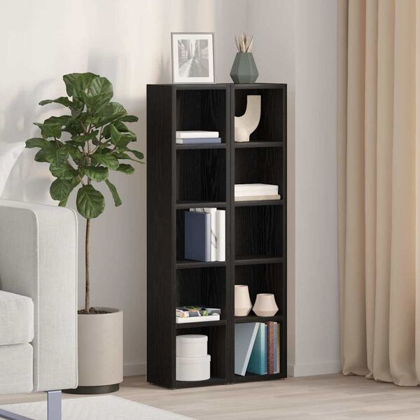 vidaXL Ντουλάπια CD 2 τεμ. Μαύρο Δρυς 21x16x93,5 εκ Επεξεργασμένο Ξύλο