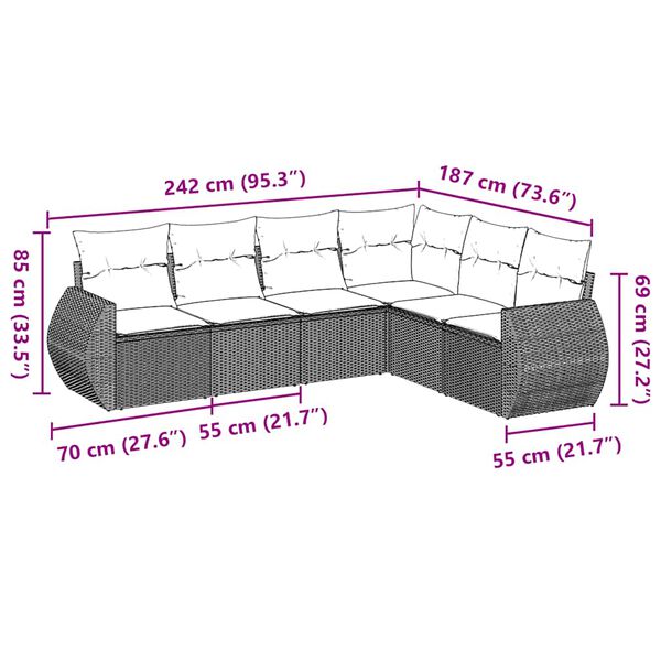 vidaXL &Kappa;&alpha;&nu;&alpha;&pi;έ&sigmaf; &Kappa;ή&pi;&omicron;&upsilon; 6 &Tau;&epsilon;&mu;&alpha;&chi;ί&omega;&nu; &Mu;&alpha;ύ&rho;&omicron; &alpha;&pi;ό &Sigma;&upsilon;&nu;&theta;&epsilon;&tau;&iota;&kappa;ό &Rho;&alpha;&tau;ά&nu; &mu;&epsilon; &Mu;&alpha;&xi;&iota;&lambda;ά&rho;&iota;&alpha;