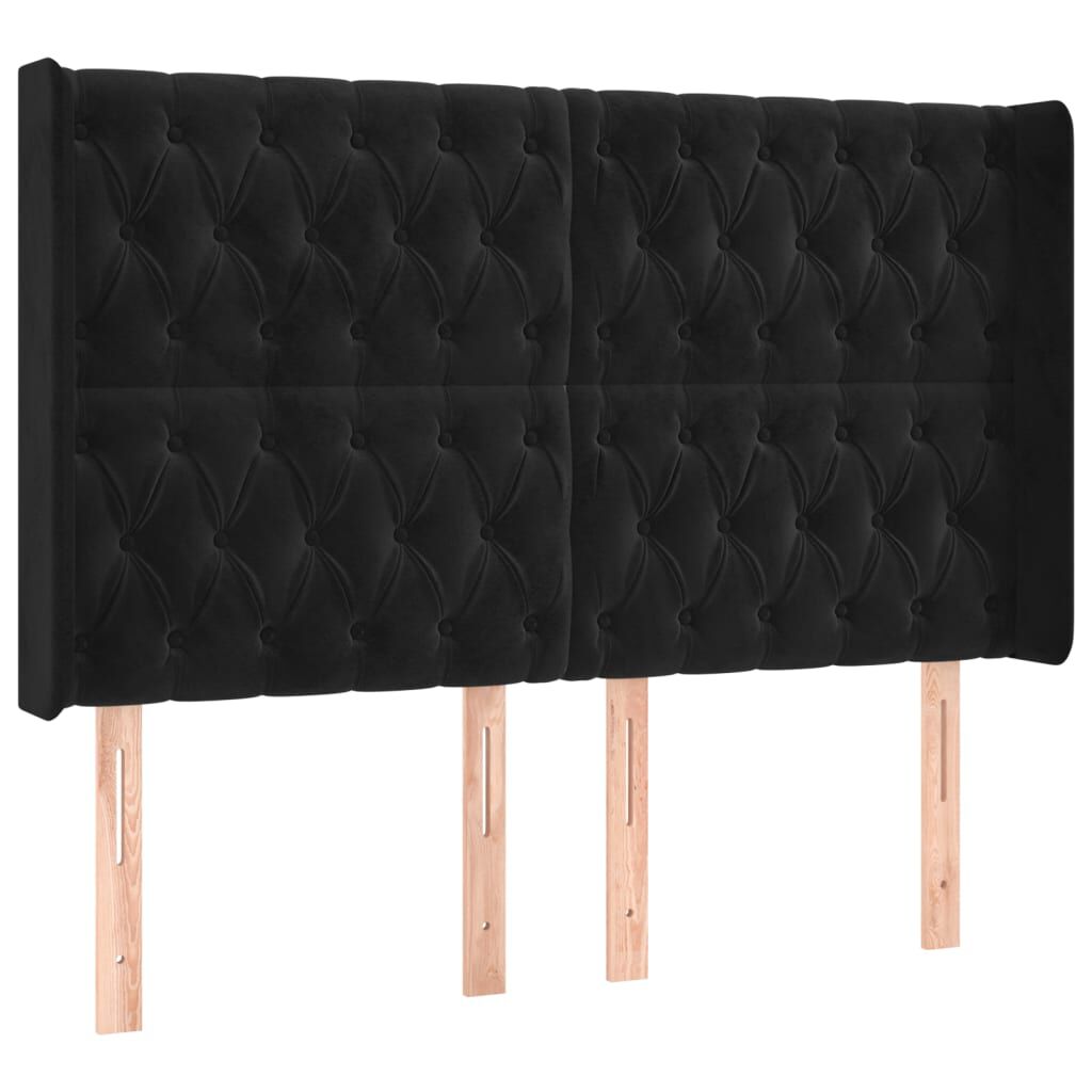 vidaXL Κρεβάτι Boxspring με Στρώμα & LED Μαύρο 140x200 εκ. Βελούδινο
