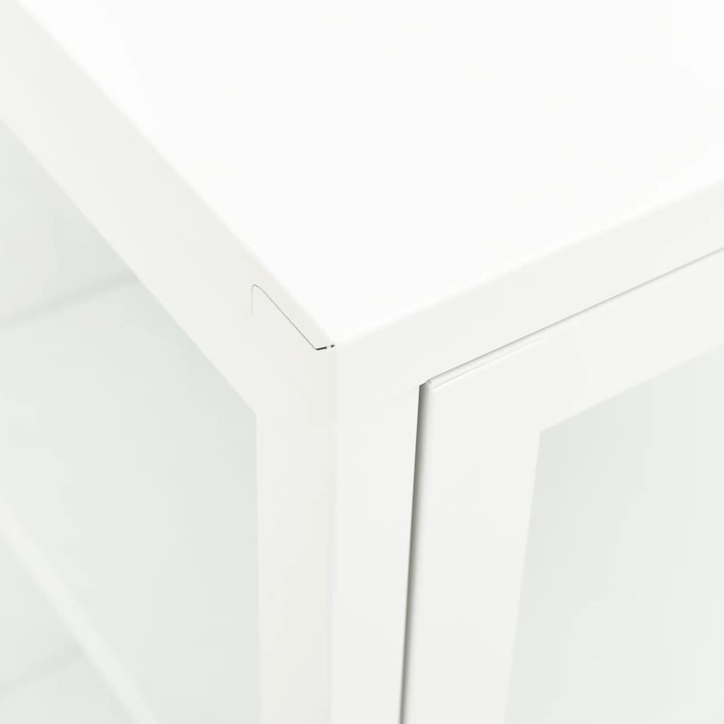 vidaXL Μπουφές Λευκός 70 x 35 x 70 εκ. από Ατσάλι και Γυαλί