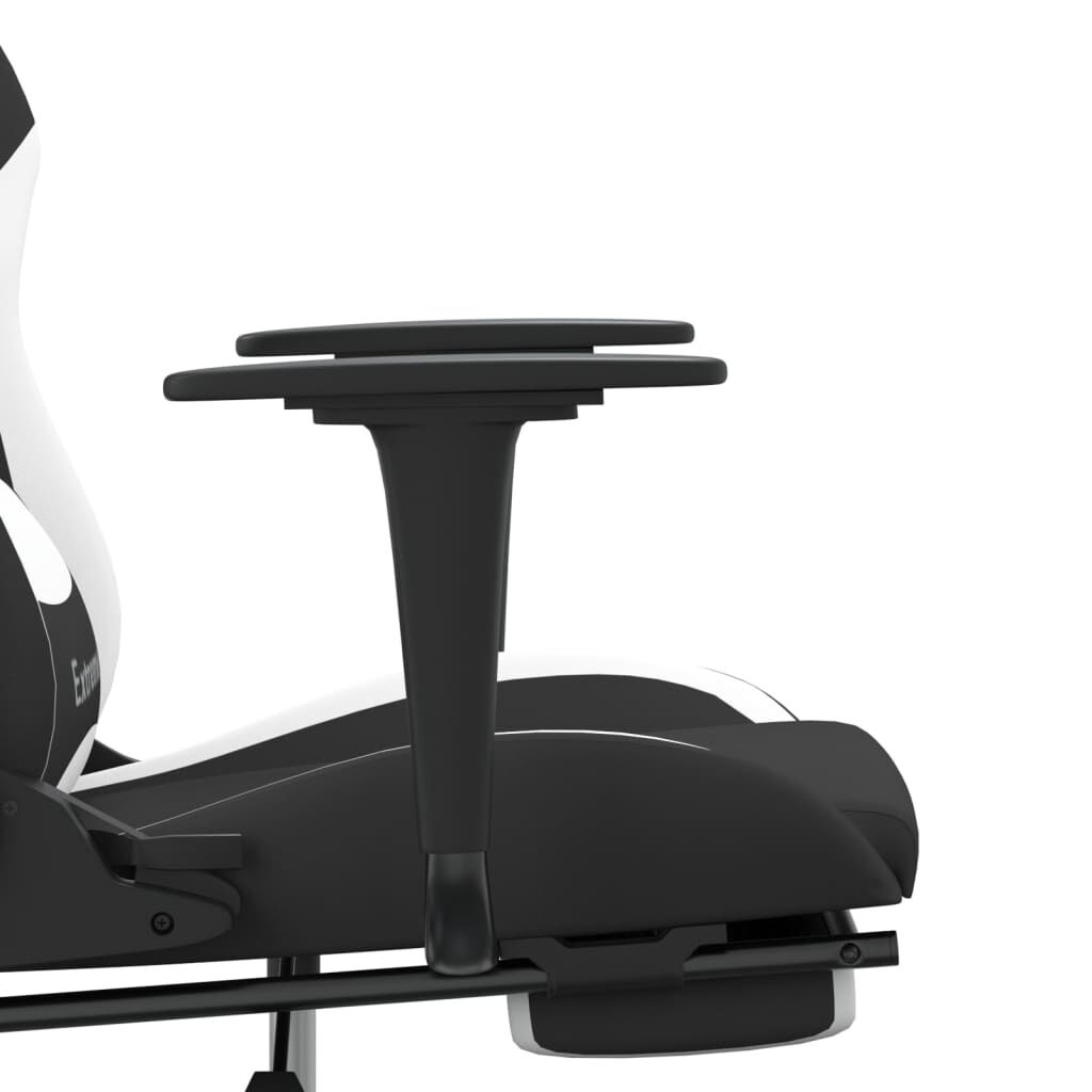 vidaXL Καρέκλα Μασάζ Gaming Μαύρη/Λευκή Ύφασμα με Υποπόδιο