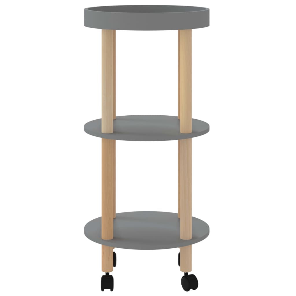 vidaXL Τρόλεϊ 3 Επιπέδων Γκρι 38 x 38 x 82 εκ. Επεξ. Ξύλο/Μασίφ Πεύκο