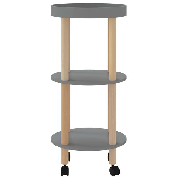 vidaXL Τρόλεϊ 3 Επιπέδων Γκρι 38 x 38 x 82 εκ. Επεξ. Ξύλο/Μασίφ Πεύκο