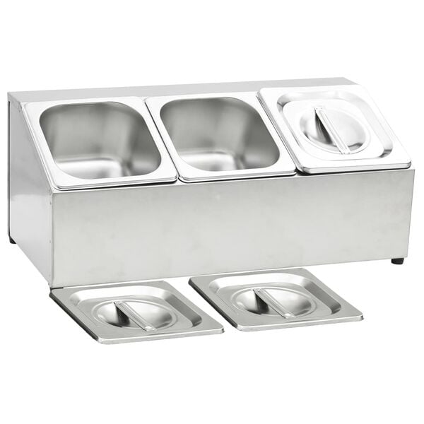 vidaXL Βάση για Λεκάνες Gastronorm με 3 Σκεύη GN 1/6 Ανοξείδωτο Ατσάλι