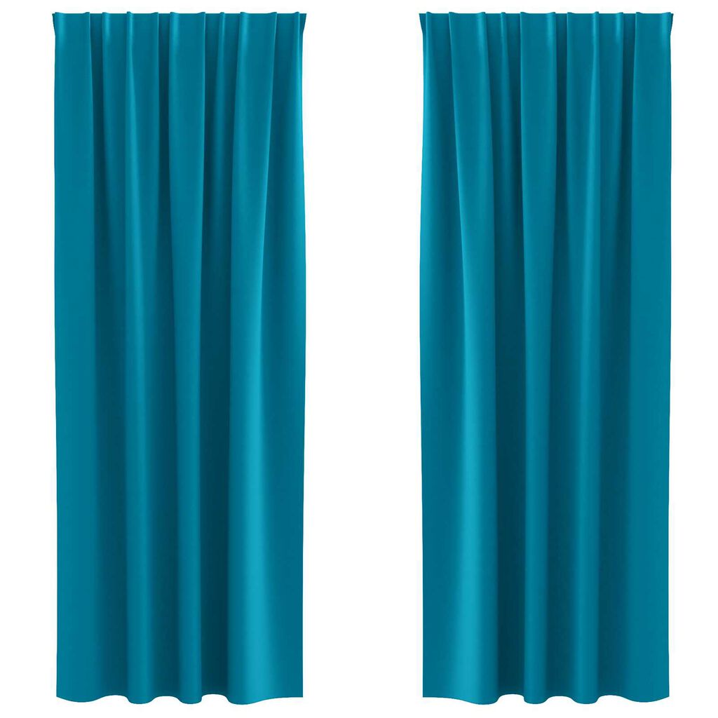 vidaXL Κουρτίνες με κουρτίνες 2 pcs Τιρκουάζ 260 x 140 εκ. Πολυεστέρας