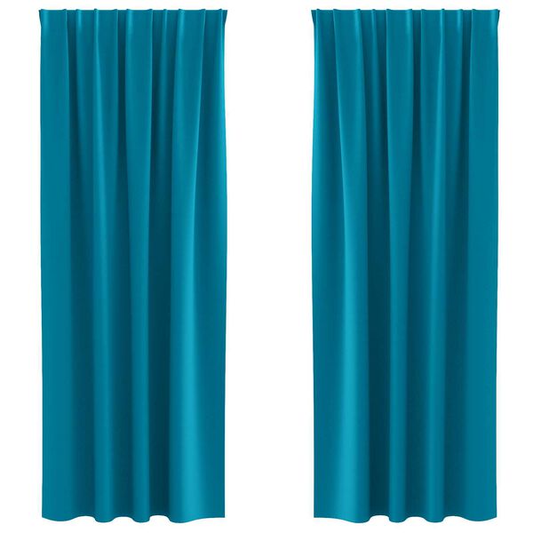 vidaXL Κουρτίνες με κουρτίνες 2 pcs Τιρκουάζ 260 x 140 εκ. Πολυεστέρας