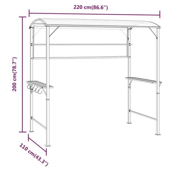 vidaXL Κιόσκι με Οροφή Κρεμ 220 x 110 x 200 εκ.