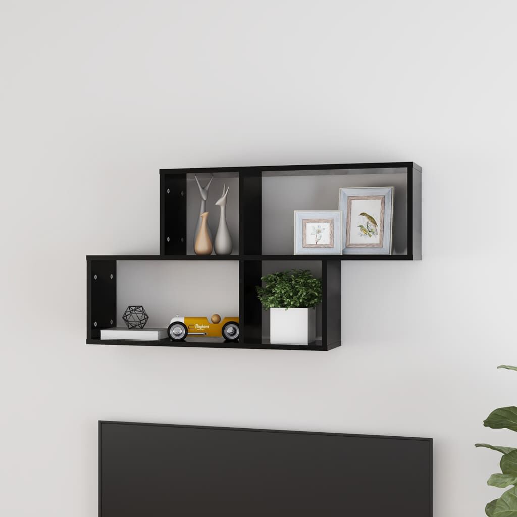 vidaXL Ράφι Τοίχου Μαύρο 100 x 18 x 53 εκ. από Επεξεργασμένο Ξύλο