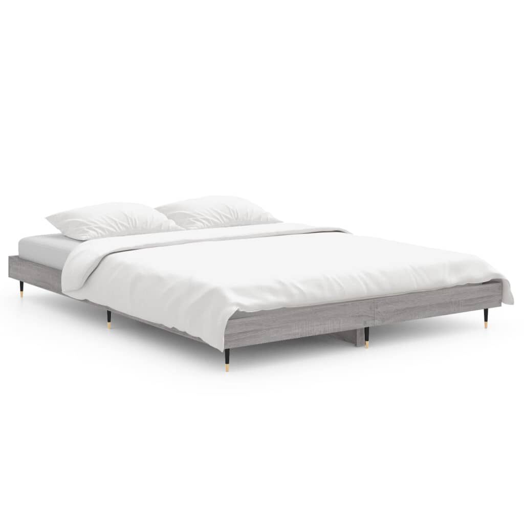 vidaXL Πλαίσιο Κρεβατιού Γκρι Sonoma 135x190 εκ. Επεξεργασμένο Ξύλο