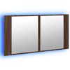 vidaXL Ντουλάπι Μπάνιου Καθρέφτη & LED Καφέ Δρυς 90x12x45εκ Ακρυλικό