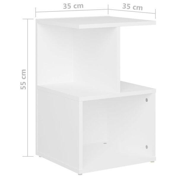vidaXL Κομοδίνο Λευκό 35 x 35 x 55 εκ. από Επεξ. Ξύλο
