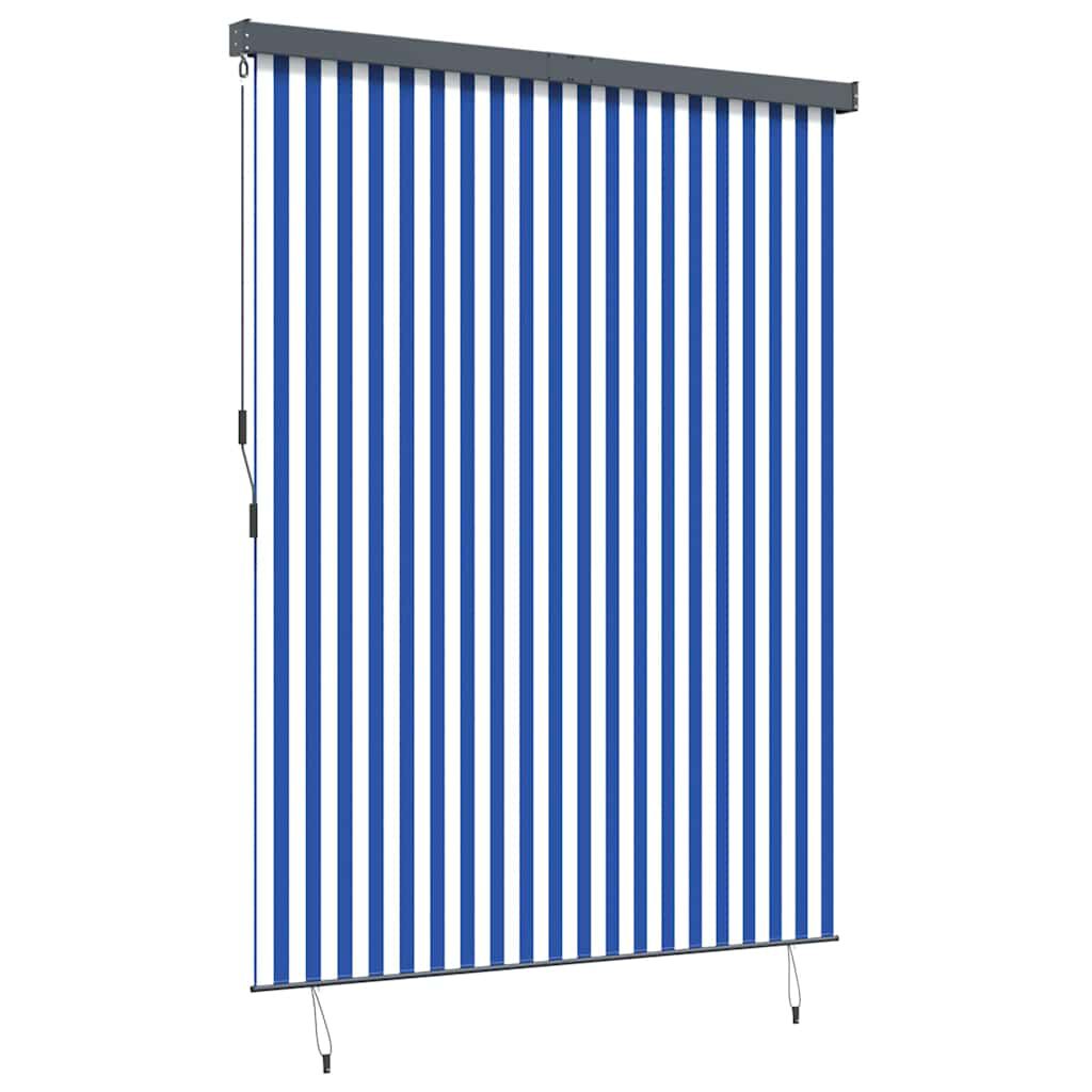 vidaXL Εξωτερικό ρολό Striped Μπλε και λευκό 220 x 250 cm ύφασμα