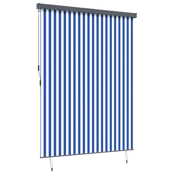 vidaXL Εξωτερικό ρολό Striped Μπλε και λευκό 220 x 250 cm ύφασμα