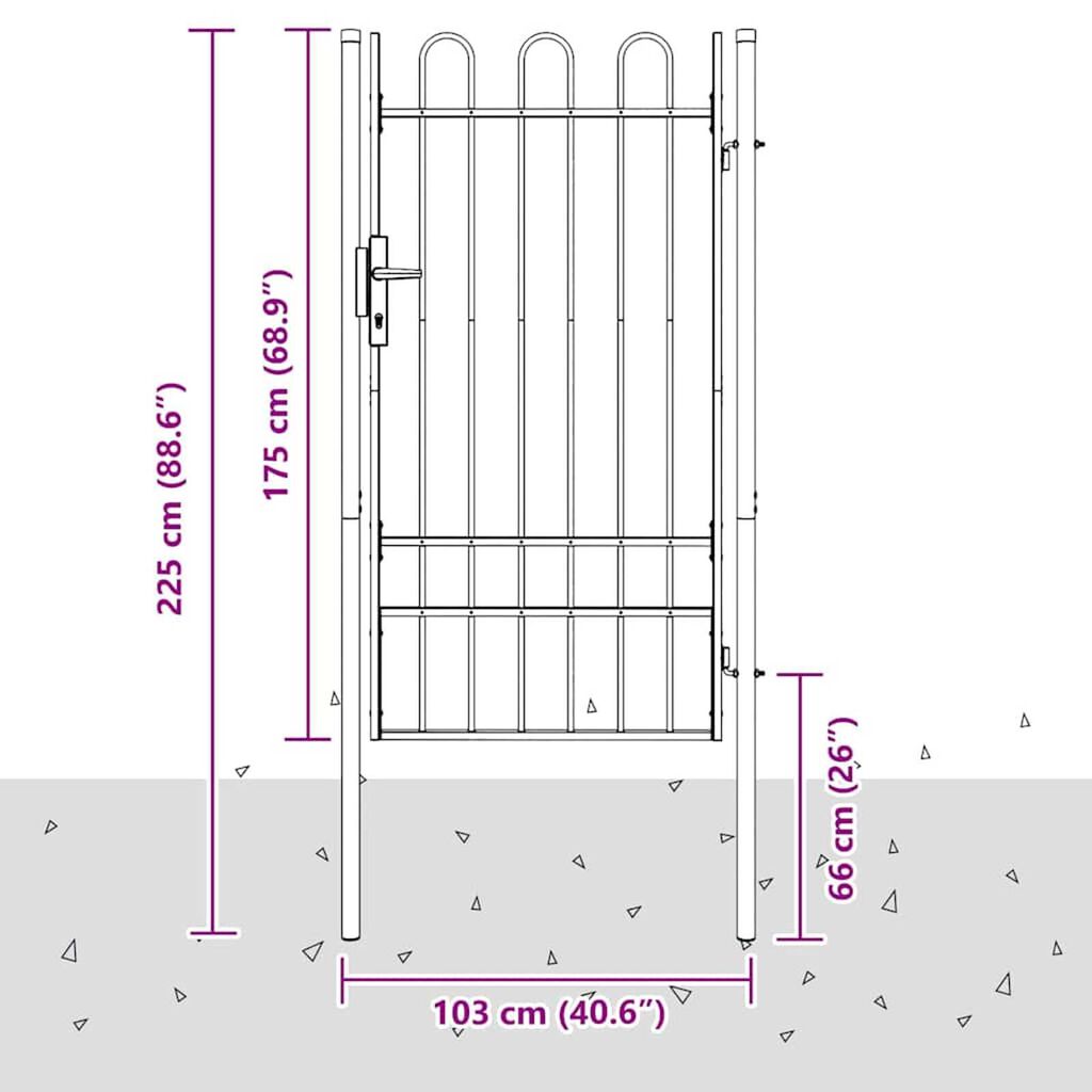 vidaXL Πύλη Φράχτη Γκρι 100 x 175 cm Χάλυβας με Επικάλυψη Πούδρας