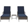 vidaXL Ξαπλώστρα 2-πρόσωπο 2 pcs Γκρι 35 x 35 x 32 εκ. συνθετικό ρατάν