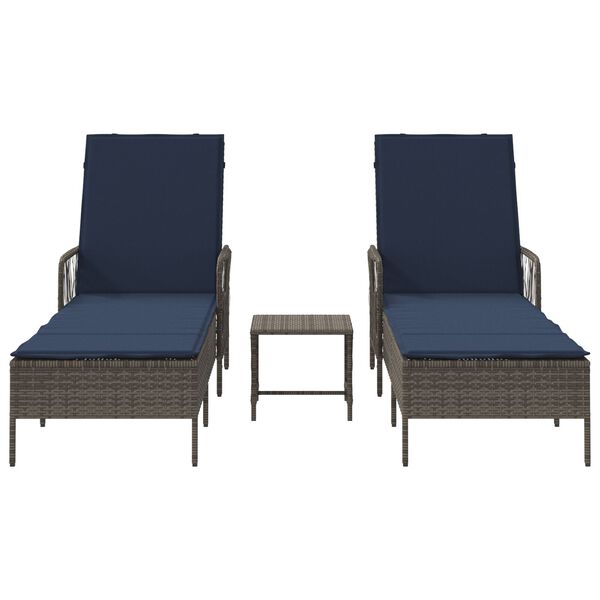 vidaXL Ξαπλώστρα 2-πρόσωπο 2 pcs Γκρι 35 x 35 x 32 εκ. συνθετικό ρατάν