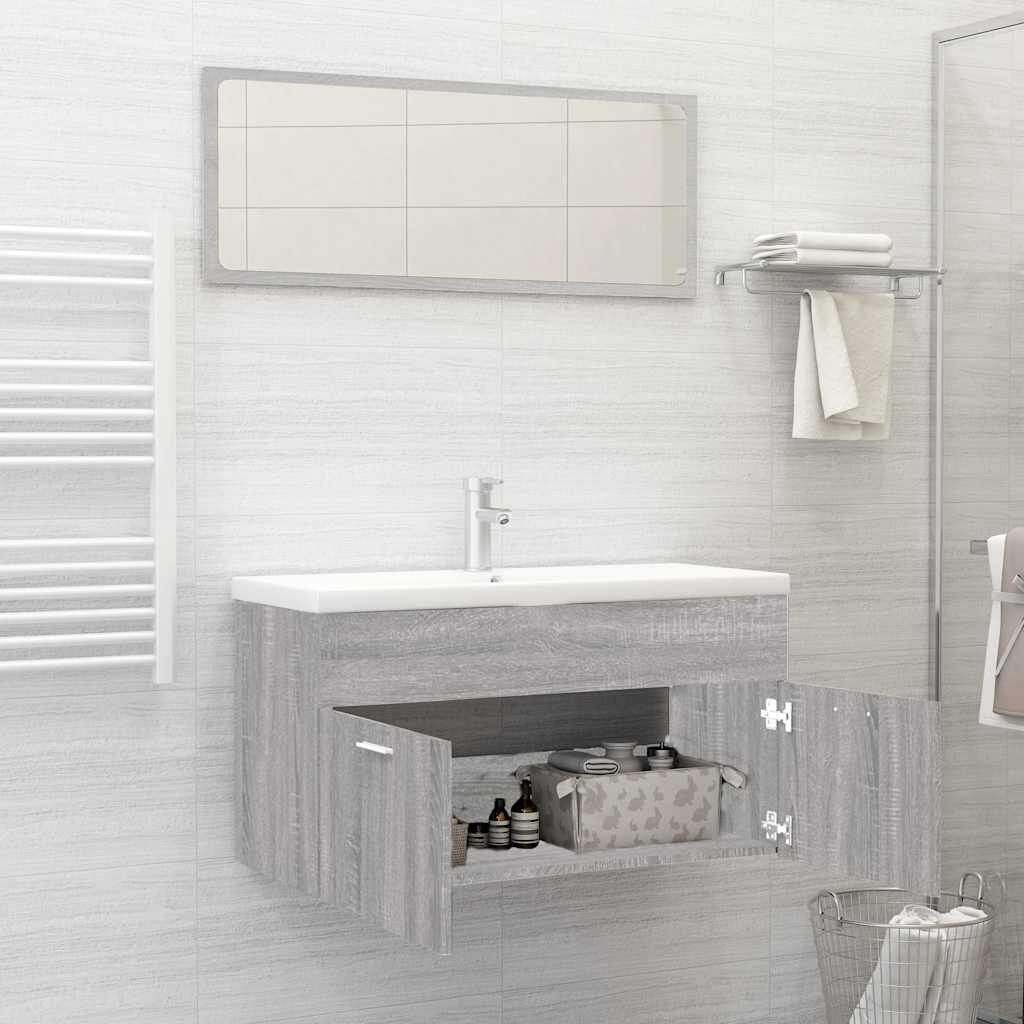 vidaXL Σετ Επίπλων Μπάνιου 2 Τεμαχίων Γκρι sonoma από Τεχν. Ξύλο