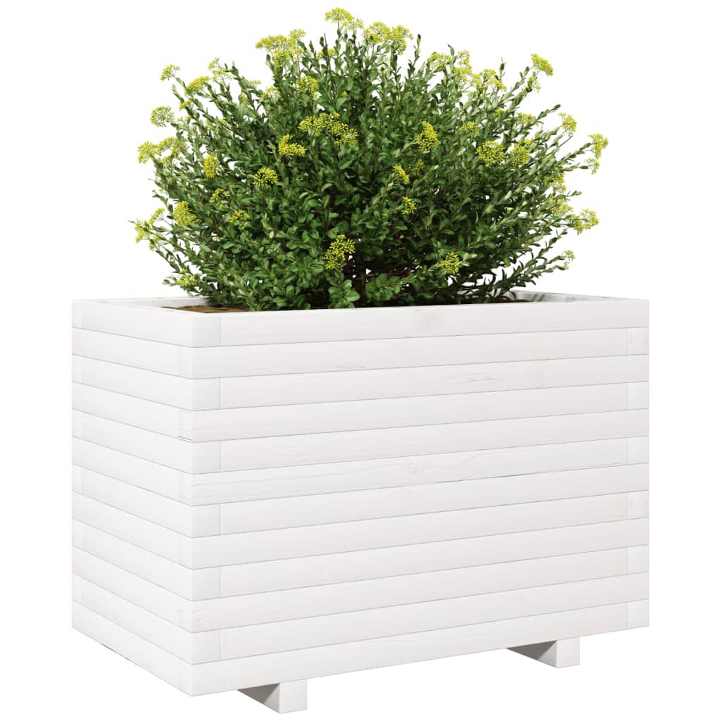 vidaXL Ζαρντινιέρα Κήπου Λευκή 70x40x49,5 εκ. από Μασίφ Ξύλο Πεύκου