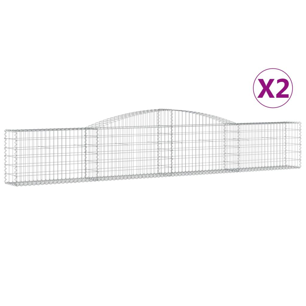 vidaXL Συρματοκιβώτια Τοξωτά 2 τεμ. 400x30x60/80 εκ. Γαλβαν. Ατσάλι