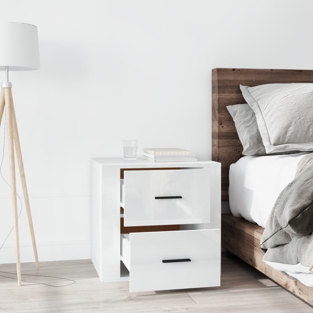 vidaXL Κομοδίνα Γυαλιστερό Λευκό 50 x 39 x 47 εκ.