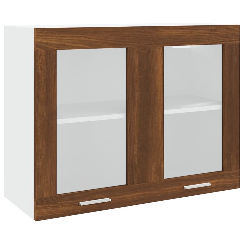 vidaXL Ντουλάπι Κρεμαστό Γυάλινο Lyon Καφέ Δρυς 80x31x60εκ. Επεξ. Ξύλο