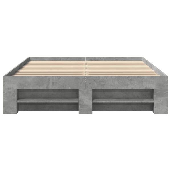 vidaXL Πλαίσιο Κρεβατιού Γκρι Σκυροδέματος 140x200 εκ. Επεξεργ. Ξύλο