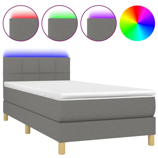 vidaXL &Kappa;&rho;&epsilon;&beta;ά&tau;&iota; Boxspring &mu;&epsilon; &Sigma;&tau;&rho;ώ&mu;&alpha; & LED &Sigma;&kappa;.&Gamma;&kappa;&rho;&iota; 100x200 &epsilon;&kappa; &Upsilon;&phi;&alpha;&sigma;&mu;ά&tau;&iota;&nu;&omicron;