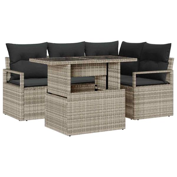 vidaXL Σετ Καναπέ Κήπου 5 pcs Ανοιχτό γκρι 100 x 55 x 73 εκ