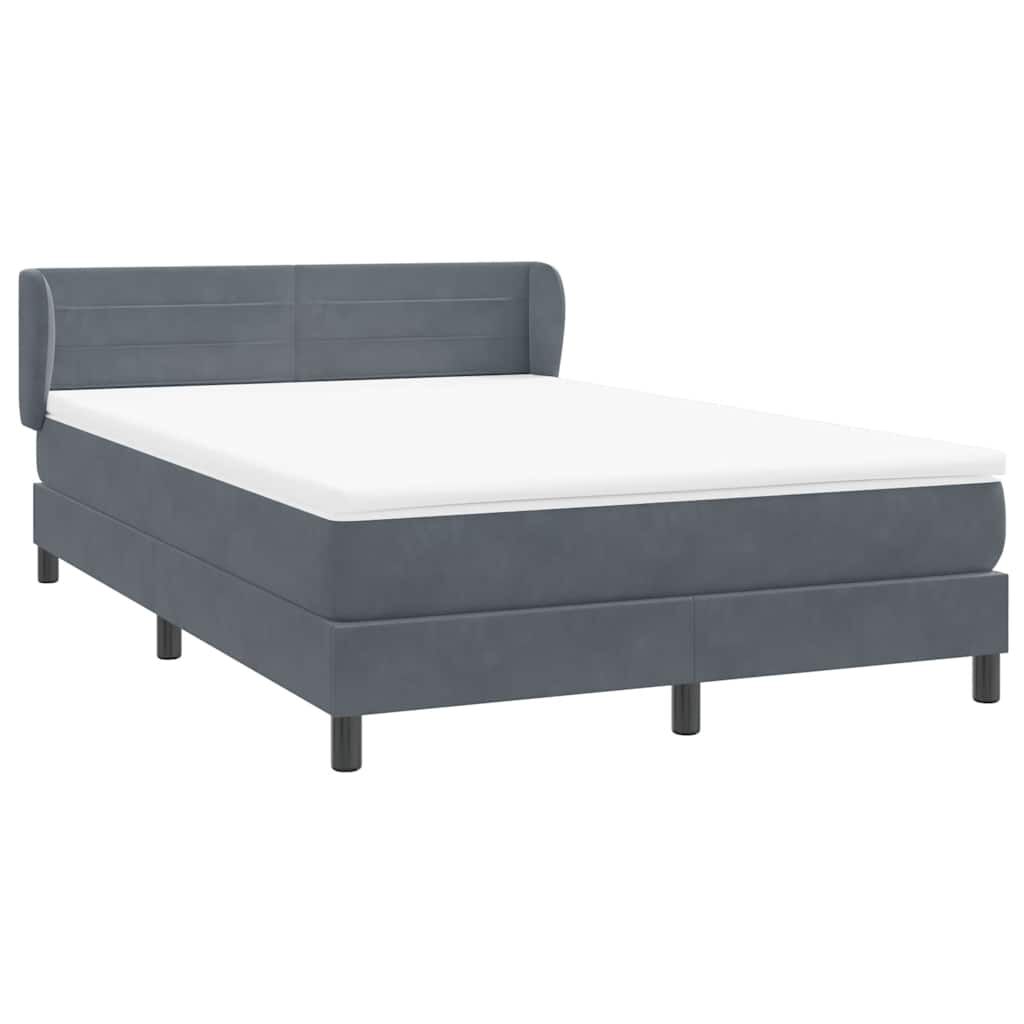 vidaXL Κρεβάτι Boxspring με Στρώμα Σκούρο Γκρι 140x210 εκ. Βελούδινο