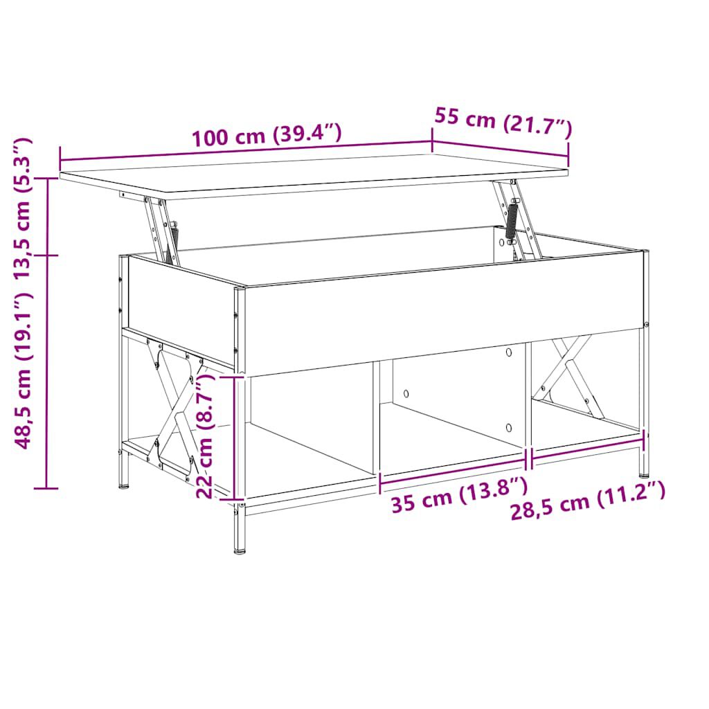 vidaXL Τραπεζάκι Σαλονιού Sonoma Δρυς 100x55x50 εκ. Επεξεργασμένο Ξύλο