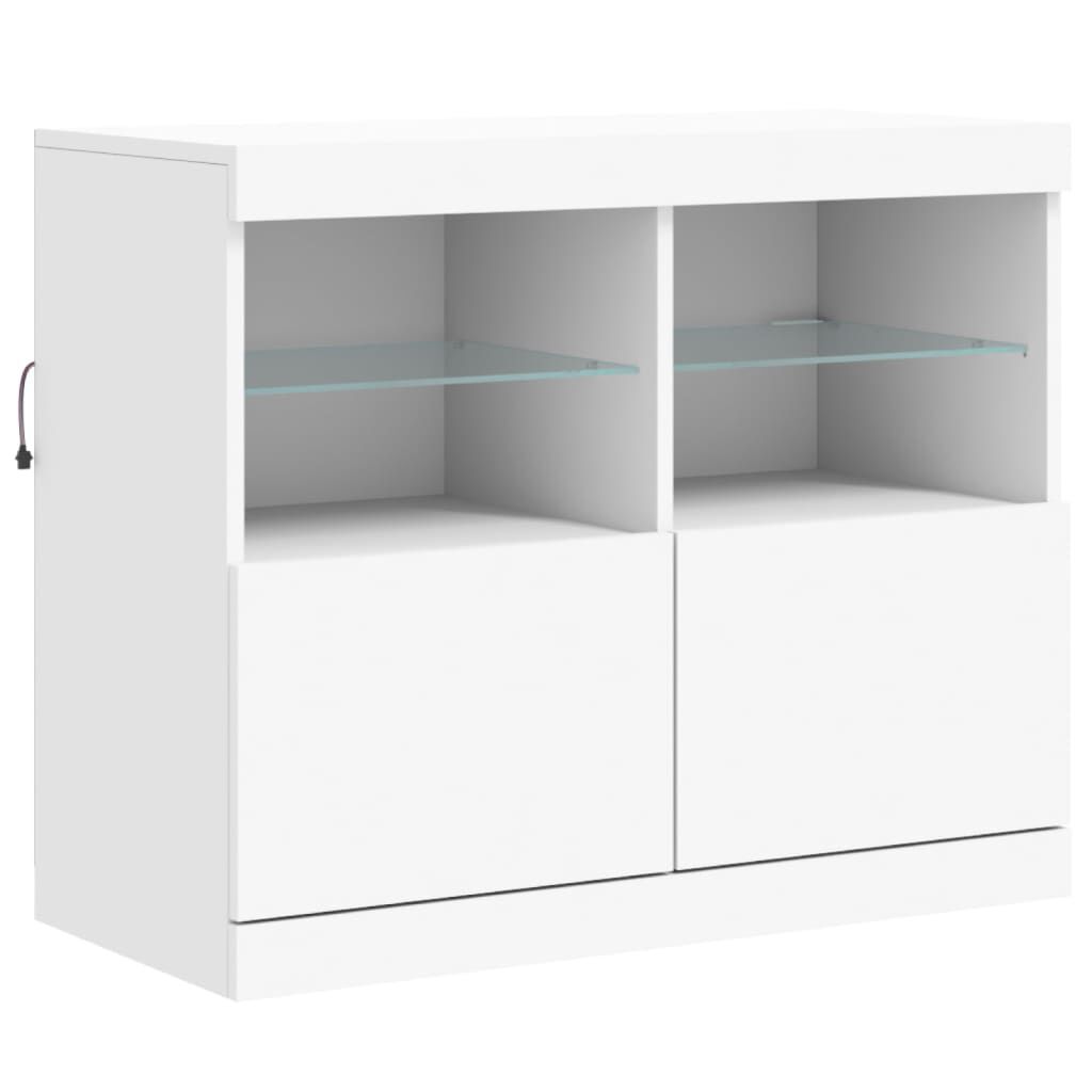 vidaXL Μπουφές με Φώτα LED Λευκός 81 x 37 x 67 εκ.