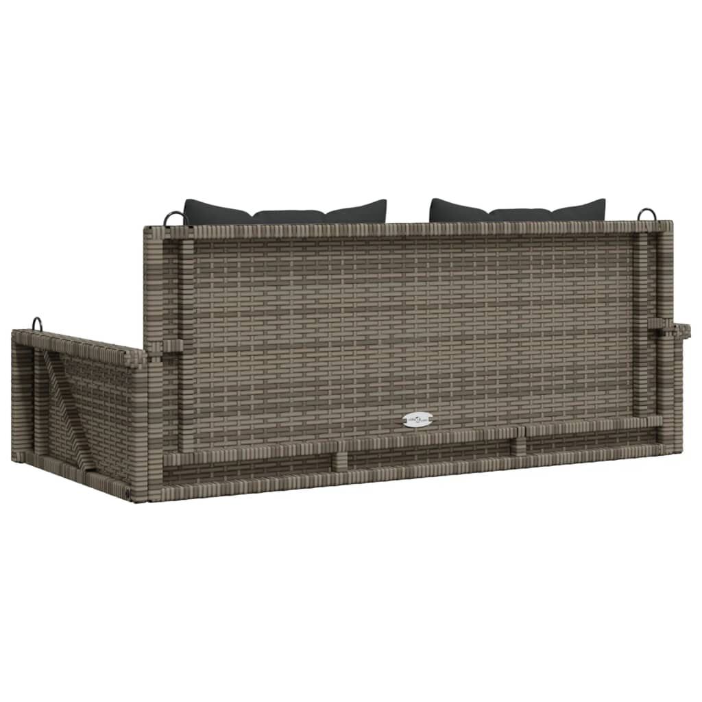 vidaXL Παγκάκι Κουνιστό Γκρι 119x56x48εκ. Συνθετικό Ρατάν με Μαξιλάρια