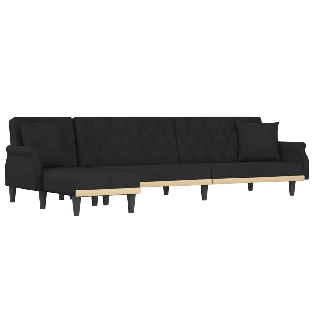 vidaXL Καναπές Κρεβάτι Γωνιακός Μαύρος 271 x 140 x 70 εκ. Βελούδινος