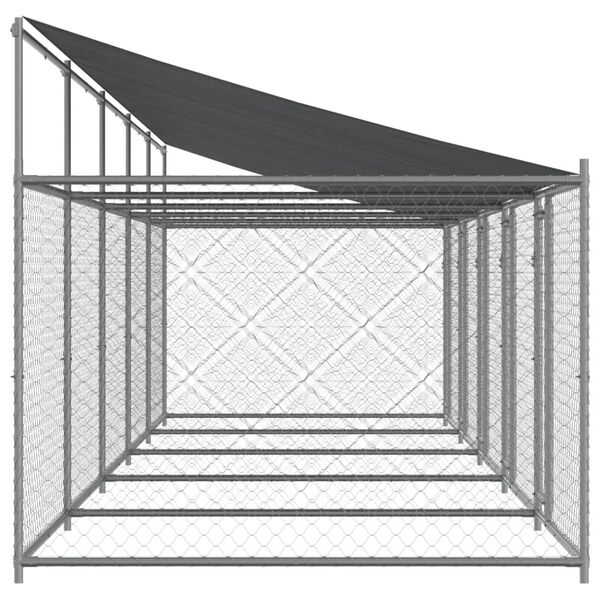 vidaXL Κλουβί Σκύλου με Οροφή και Πόρτες Γκρι 10x2x2 μ. Γαλβ. Χάλυβας