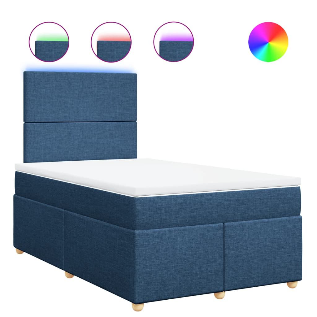 vidaXL Κρεβάτι Boxspring με Στρώμα Μπλε 120x190 εκ. Υφασμάτινο