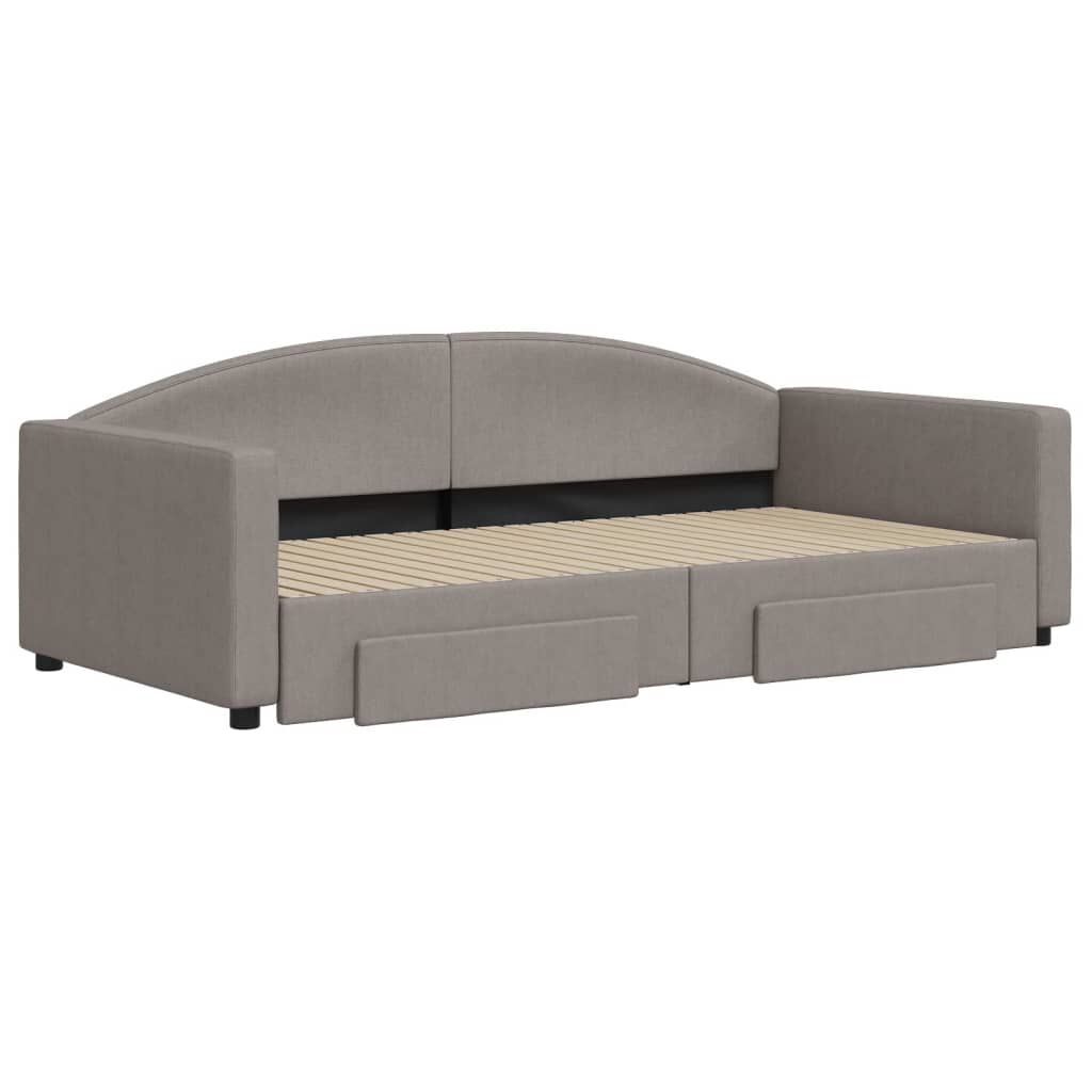 vidaXL Καναπές Κρεβάτι Συρόμενος Taupe 100x200εκ. Υφασμάτινος Συρτάρια