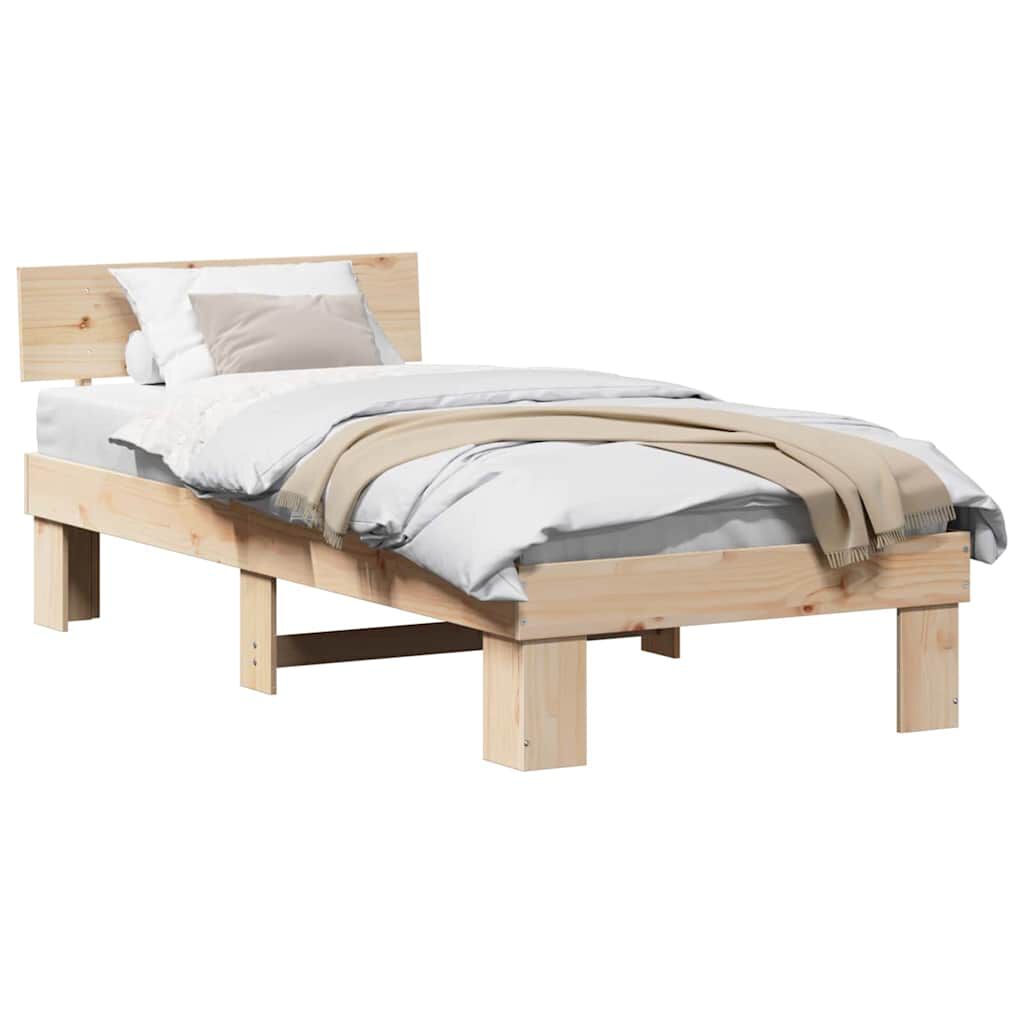 vidaXL Σκελετός Κρεβατιού Καφέ 75 x 190 cm Μασίφ ξύλο πεύκου
