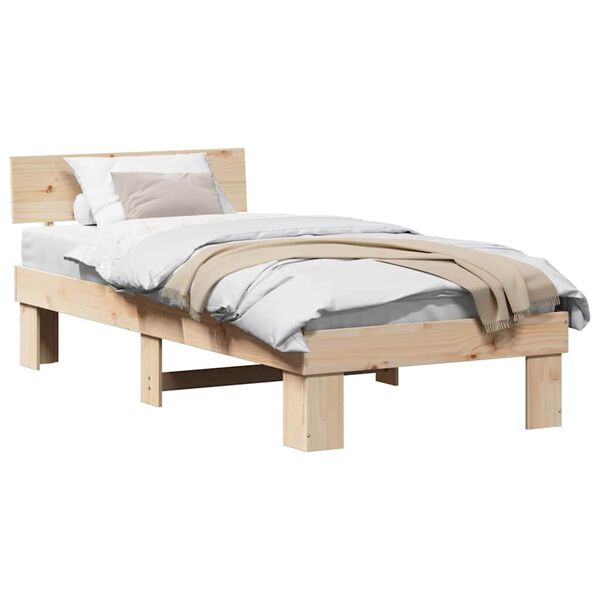 vidaXL Σκελετός Κρεβατιού Καφέ 75 x 190 cm Μασίφ ξύλο πεύκου