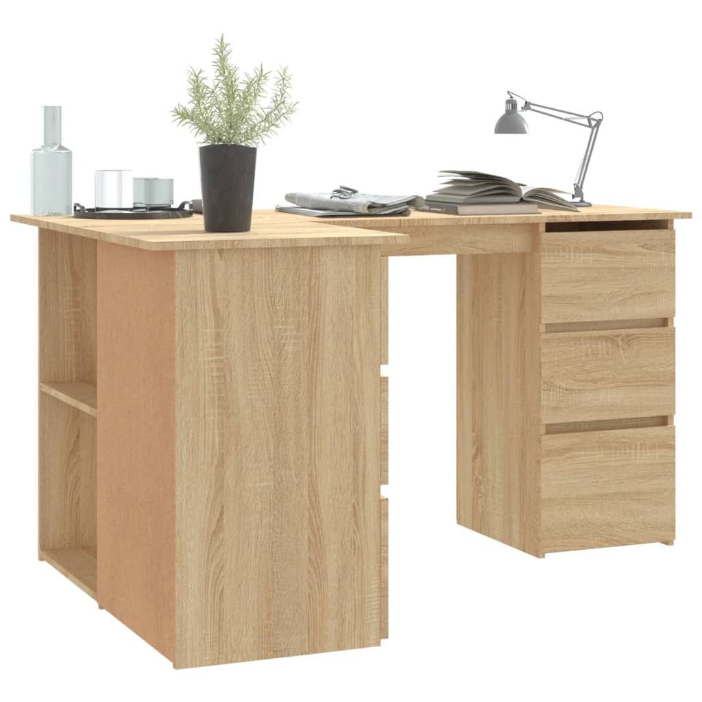 vidaXL Γραφείο Γωνιακό Sonoma Δρυς 145 x 100 x 76 εκ. από Επεξ. Ξύλο