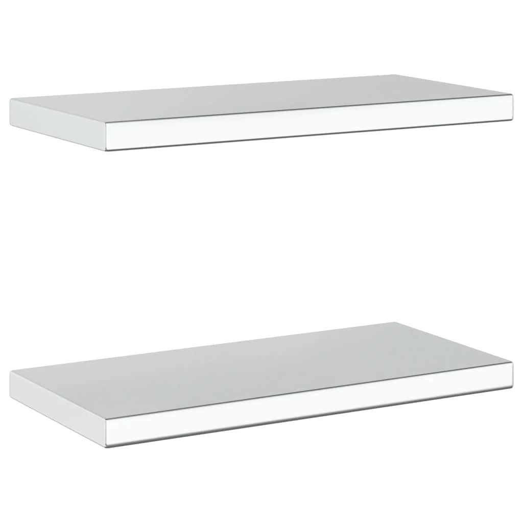 vidaXL Ράφια Τοίχου 2Τεμ. Ασημί 50x23,5x3 εκ. Ανοξείδωτο Ατσάλι