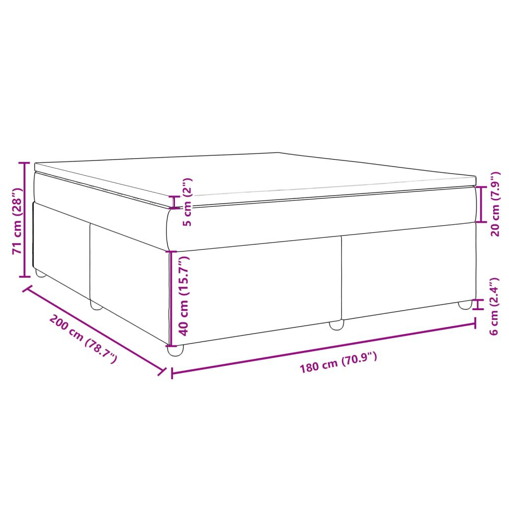 vidaXL Κρεβάτι Boxspring με Στρώμα Ανοιχτό Γκρι 180x200 εκ. Υφασμάτινο