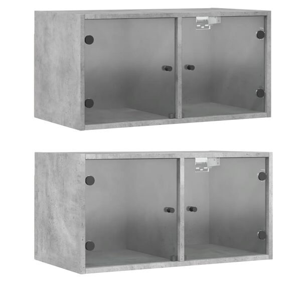 vidaXL Κομοδίνα 2 τεμ. Γκρι Σκυρ. 68,5x37x35 εκ. με Γυάλινες Πόρτες