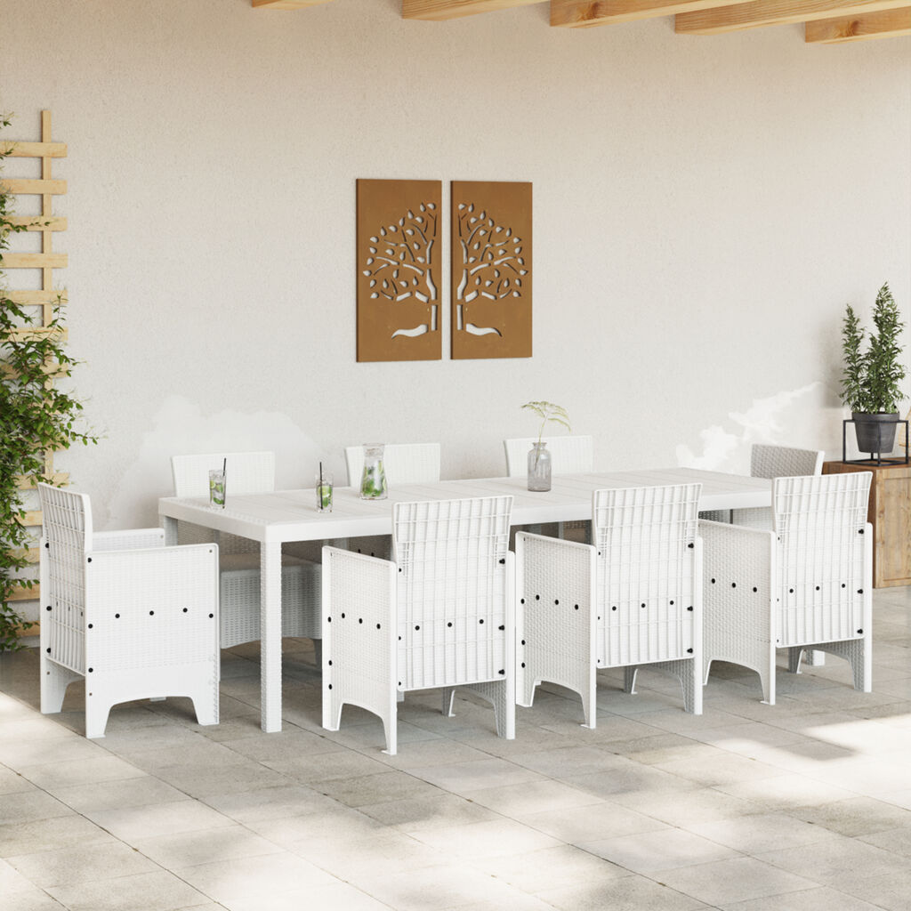 vidaXL Τραπέζι Κήπου Λευκό 250x100x73 εκ. Πολυ Ράττον
