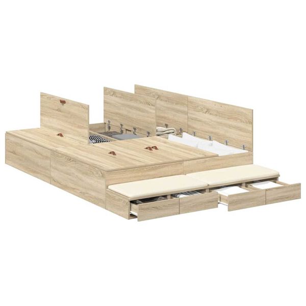 vidaXL Κρεβάτι με αποθηκευτικό χώρο Δρύς Sonoma 236.5 x 160 x 31.5 εκ.