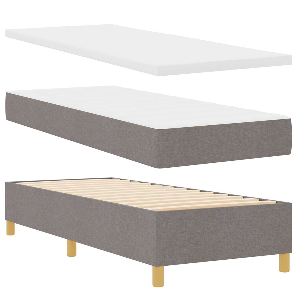 κρεβάτι Box Spring με στρώμα & LED taupe 80x200 εκ. ύφασμα