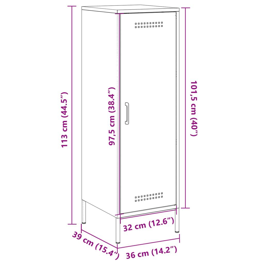 vidaXL Ντουλάπι Λευκό 36x39x113 εκ. από Ατσάλι