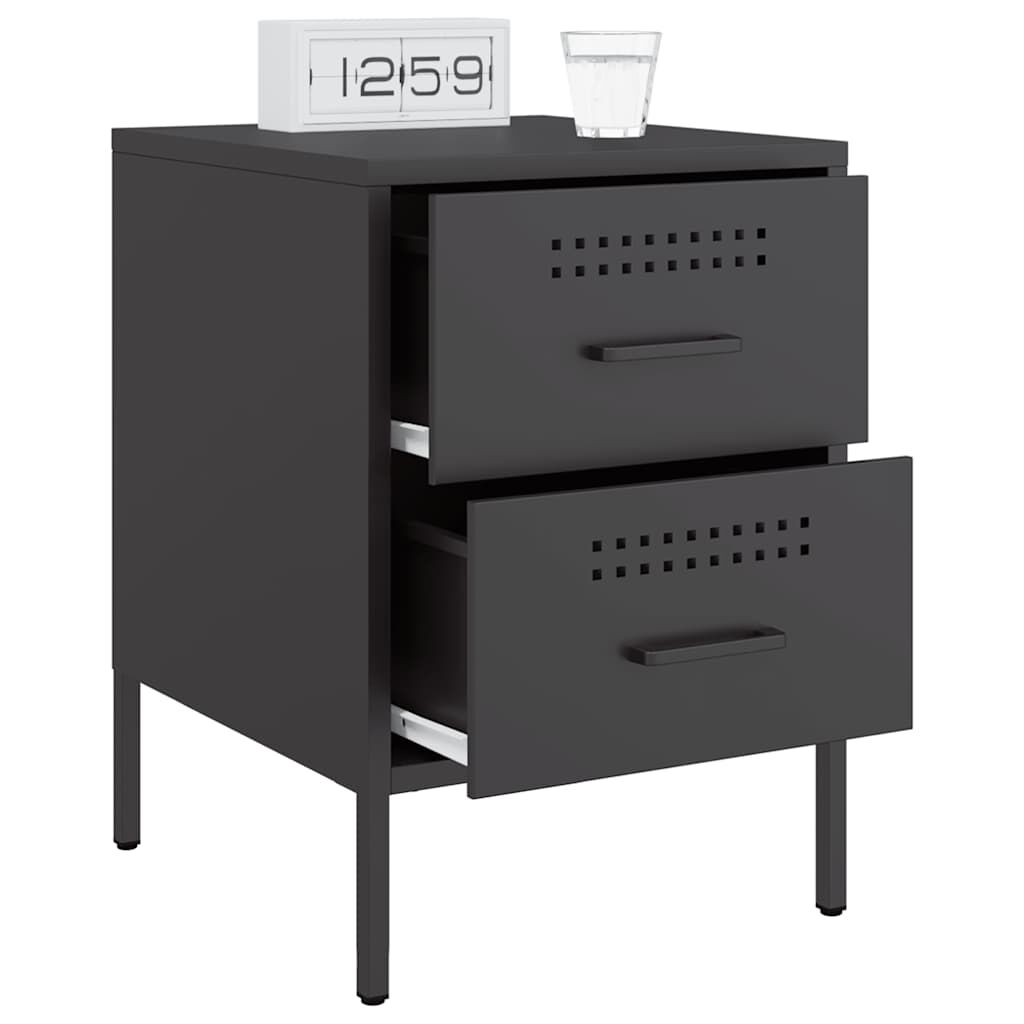 vidaXL Κομοδίνο Μαύρο 36x39x50,5 εκ. από Χάλυβα