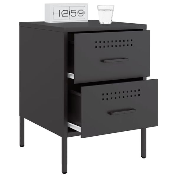 vidaXL Κομοδίνο Μαύρο 36x39x50,5 εκ. από Χάλυβα