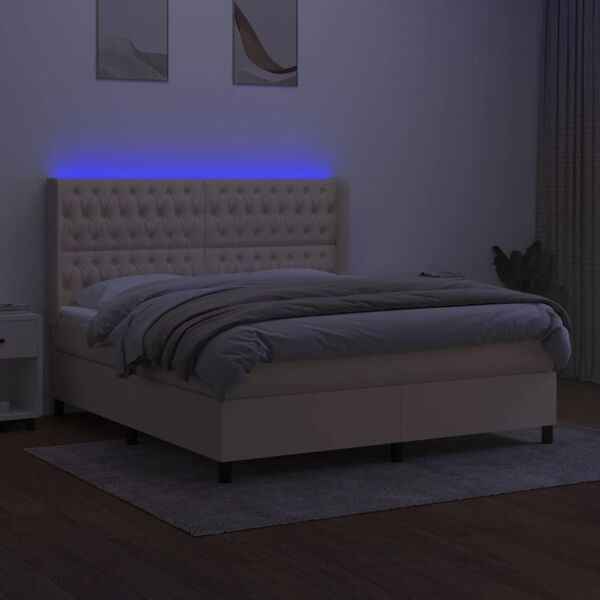 vidaXL &Kappa;&rho;&epsilon;&beta;ά&tau;&iota; Boxspring &mu;&epsilon; &Sigma;&tau;&rho;ώ&mu;&alpha; & LED &Kappa;&rho;&epsilon;&mu; 180x200 &epsilon;&kappa;. &Upsilon;&phi;&alpha;&sigma;&mu;ά&tau;&iota;&nu;&omicron;