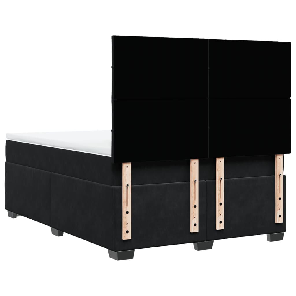 vidaXL Κρεβάτι Boxspring με Στρώμα Μαύρο 140x200 εκ. Βελούδινο
